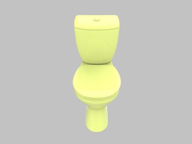 3d yellow isolated seat closet toilet wc porcelain illustration