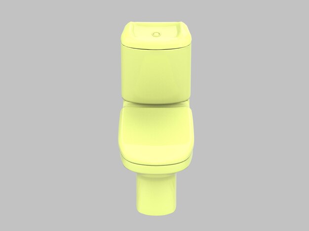 3d yellow isolated seat closet toilet wc porcelain illustration