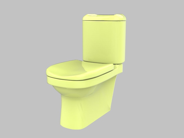 3d yellow isolated seat closet toilet wc porcelain illustration