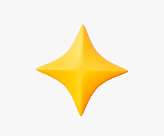 3d yellow star with sharp angles In cartoon style 3d rendering element