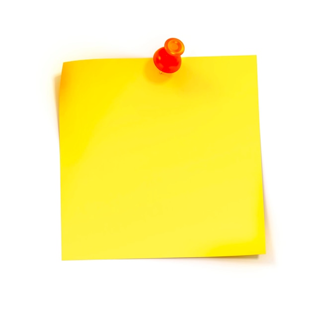 3d yellow sticky note on white background