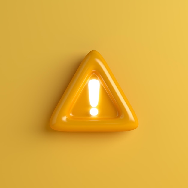 3d yellow triangle warning sign exclamation mark