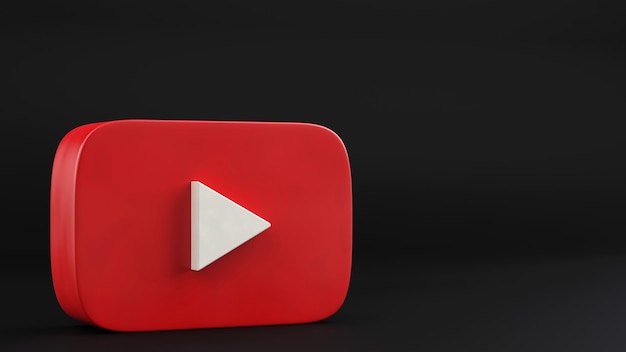 3d youtube-logo op zwarte achtergrond