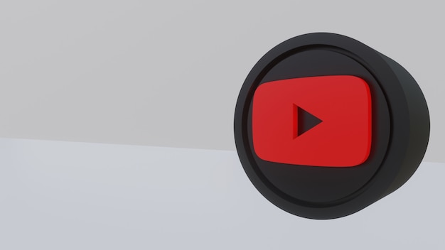 3d youtube soft icon on the white wall