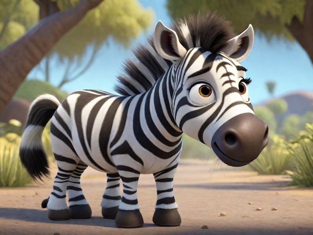 Photo a 3d zebra cartoon character