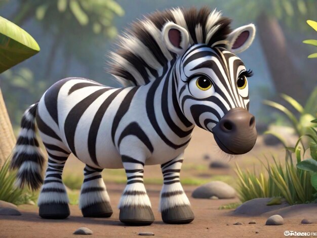 A 3d zebra cartoon character