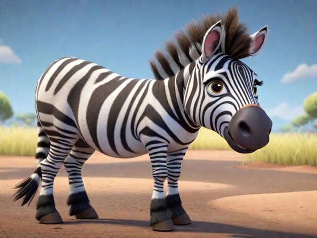 A 3d zebra cartoon character