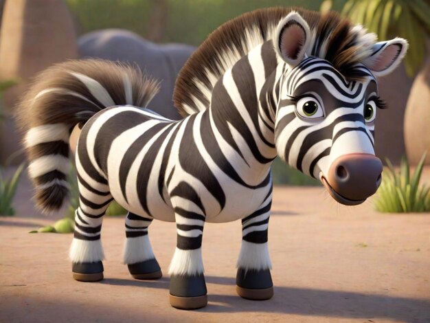 Foto un personaggio di cartoni animati di zebra 3d