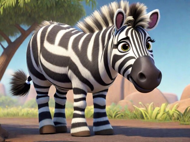 Foto un personaggio di cartoni animati di zebra 3d