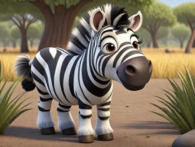 Foto un personaggio di cartoni animati di zebra 3d