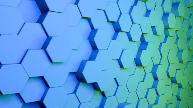 3d zeshoek abstracte achtergrond Gekleurd raster honingraat textuur digitale futuristische oppervlak Technology