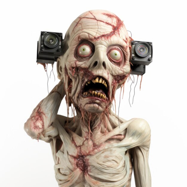 3Dゾンビセキュリティカメラ 表情アニメーションのテクノロジーアート