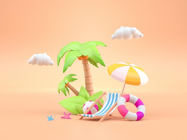 3D Zomervakantie Concept 3D render