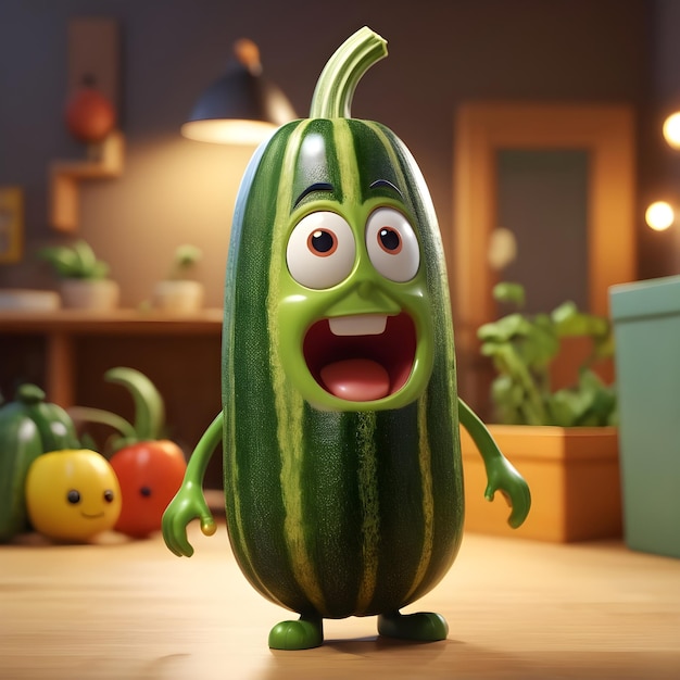 3d zucchini cartoon character