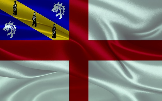 3d zwaaiende realistische zijden nationale vlag van Herm Gelukkige nationale dag Herm vlag achtergrond close-up