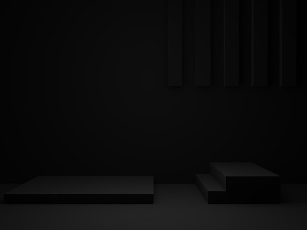 3D zwart geometrisch productpodium Donkere podiumachtergrond