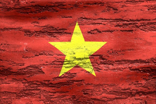 写真 3dベトナム国旗のリアルな手を振る布製旗のイラスト