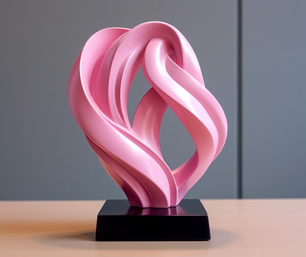반짝이는 핑크 리본의 3D프린팅 조각