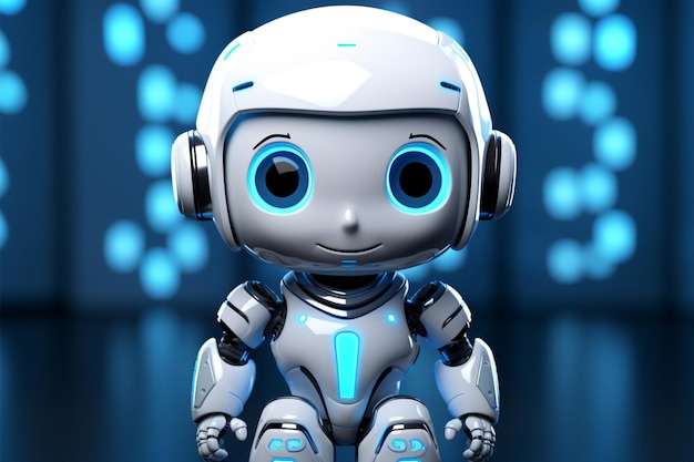 3drendered adorable robot ai chat bot white system design