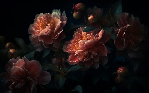 3Drendered flowers in vintage style Generative AI