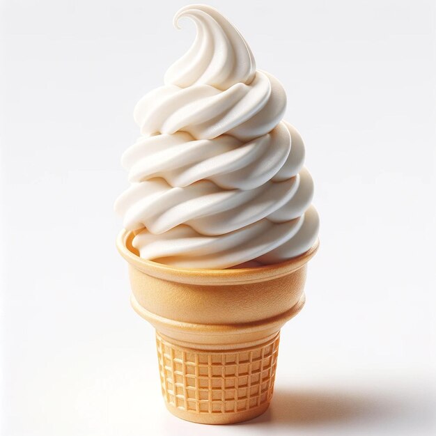 Photo the 3drendered image of a soft serve ice cream set against a white background