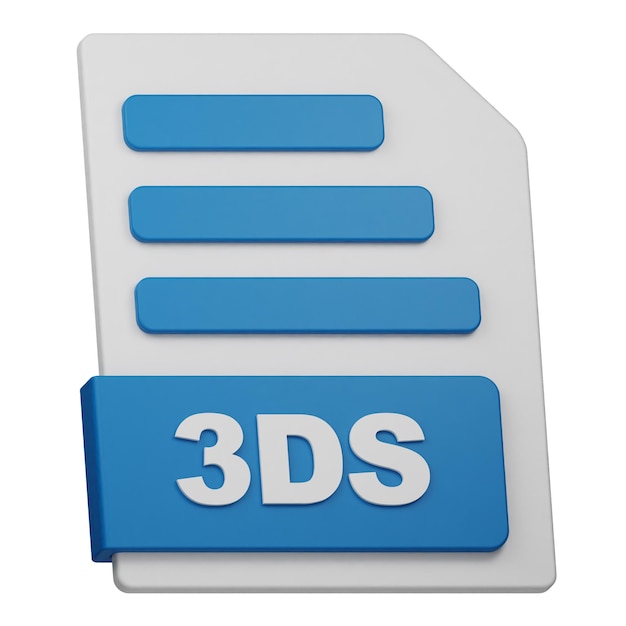 3ds 파일 3d 아이콘은 색 배경에 고립되어 있습니다.