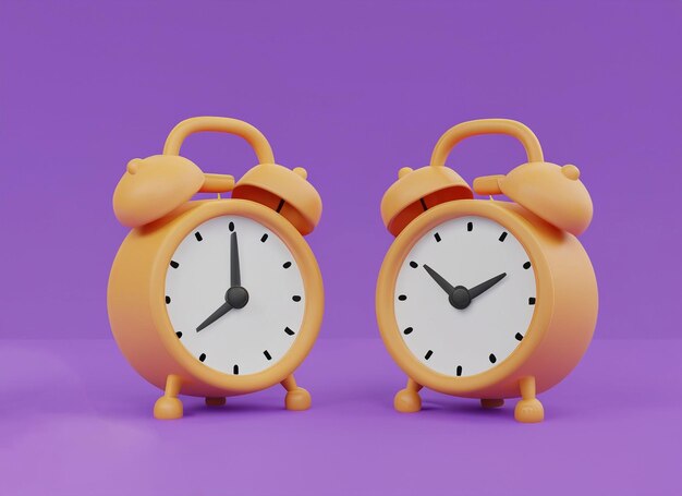 3dshopping themeincluding twinbellalarmclock on blue background