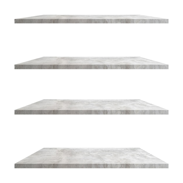 4 betonnen planken tafel geïsoleerd op een witte achtergrond en display montage voor product.