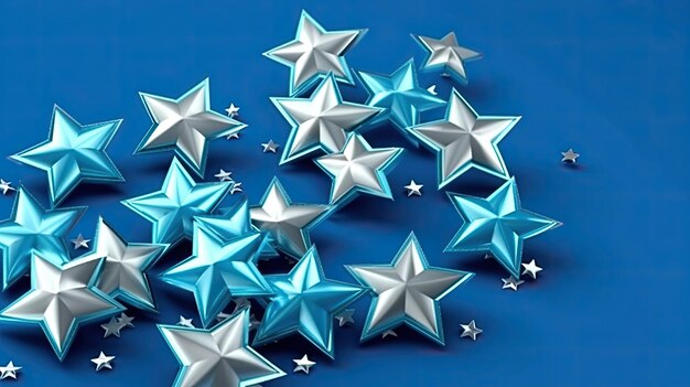 4 juli American Independence Day sterren decoraties op blauwe achtergrond AI gegenereerd