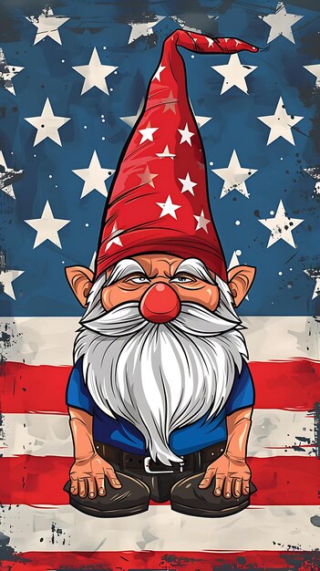 4 juli Patriotic Gnome Onafhankelijkheidsdag Leuk patroon gnomen naadloos patroon vuurwerk