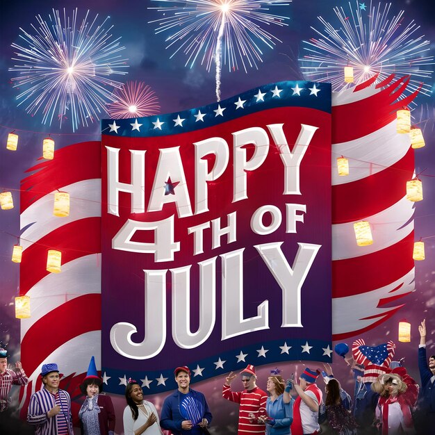 4 juli poster sjabloon USA onafhankelijkheidsdag viering met Amerikaanse ballonnen vlag