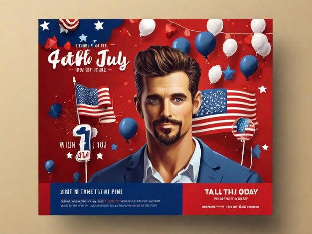 4 juli verkoop banner sociale media post creatieve ontwerpen met amerika hoed vlag ballonnen en confetti