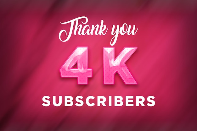 4 K Subscribers Celebration Greeting Banner with Pink Design