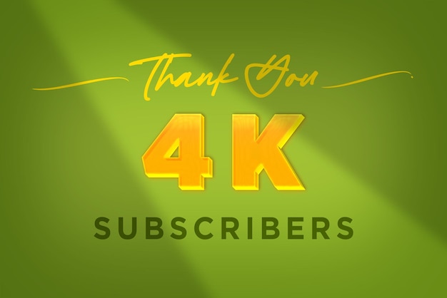 4 K subscribers celebration greeting banner with Yellow design