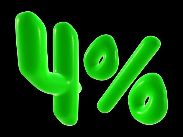 4 percent with green color for sale discount promotion and business concept