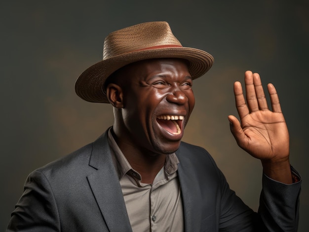 40-jarige Afrikaanse man emotionele dynamische pose