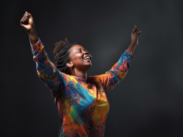 40-jarige Afrikaanse vrouw emotionele dynamische pose