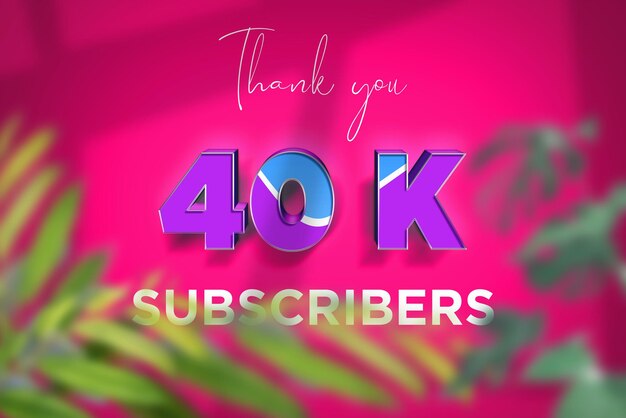 40 k subscribers celebration greeting banner with blue purple design