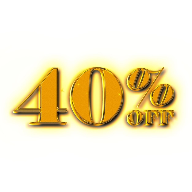 40 Percent Discount Offers Tag with Golden Style Design