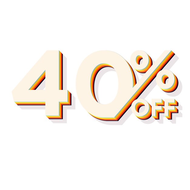 40 Percent Discount Offers Tag with Retro Style Design