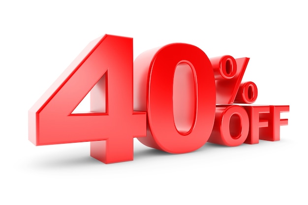 40% di sconto su sfondo bianco