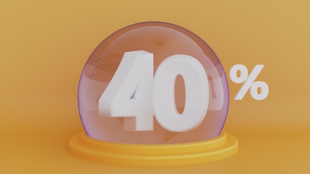 40 Percent Off Discount Sale in Glass 3d Render