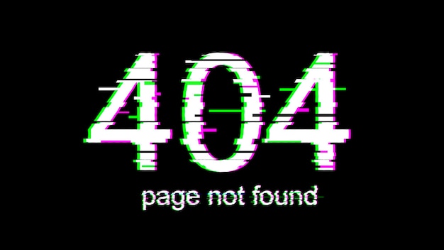 404 error with effect glitch Abstract digital background with noise 3d rendering