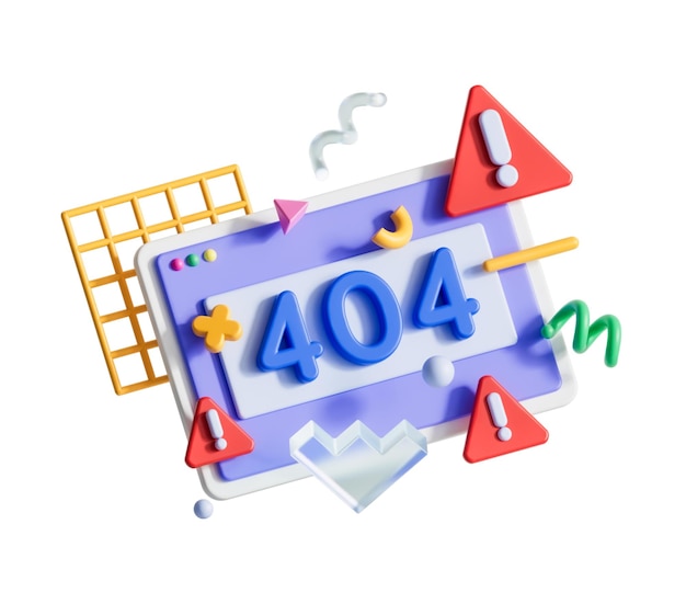 Photo 404 page in computer with emojis 3d illustration on white background