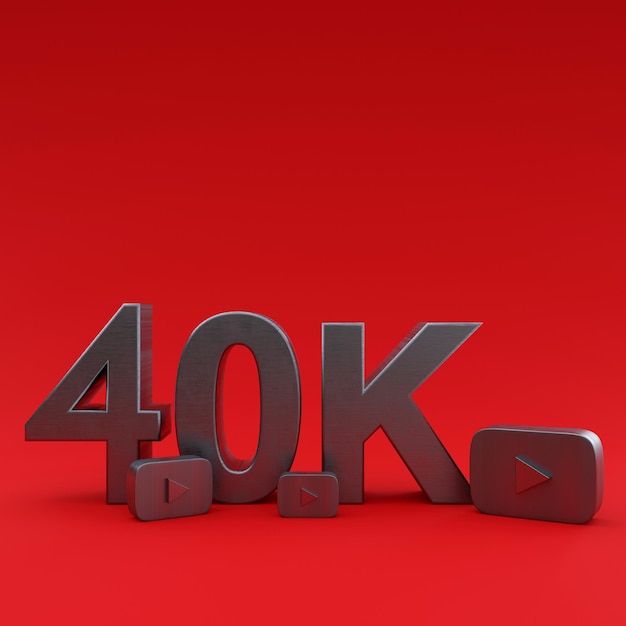 40k YouTube Followers Illustration 3D Render