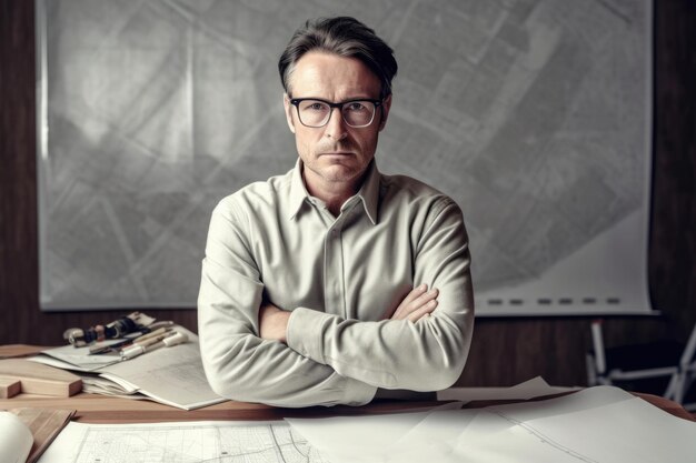40s mannelijke architect die zich in creatief modern bureau bevindt Generatieve AI AIG20