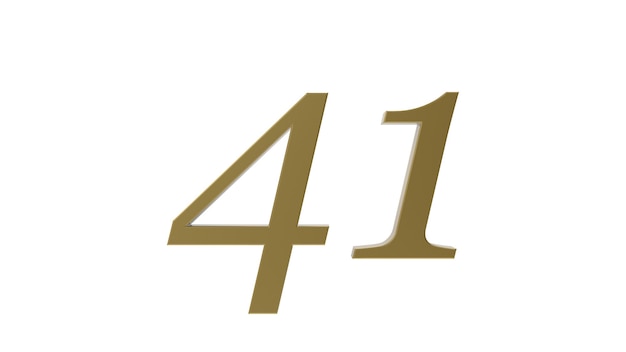 41 gold number 3d illustration rendering