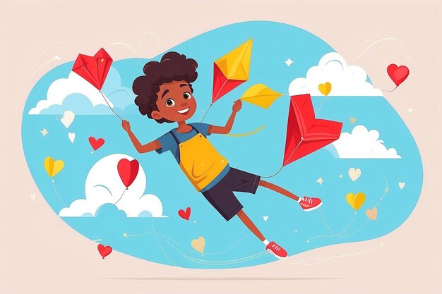 Photo 42 design a vector of a character turning selflove into a kite soaring high