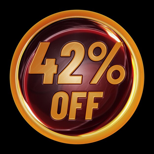 42 percent off on round sign for discount promotion offer and sale concept