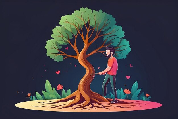 43 Create an image of a person sculpting a selflove tree of growth